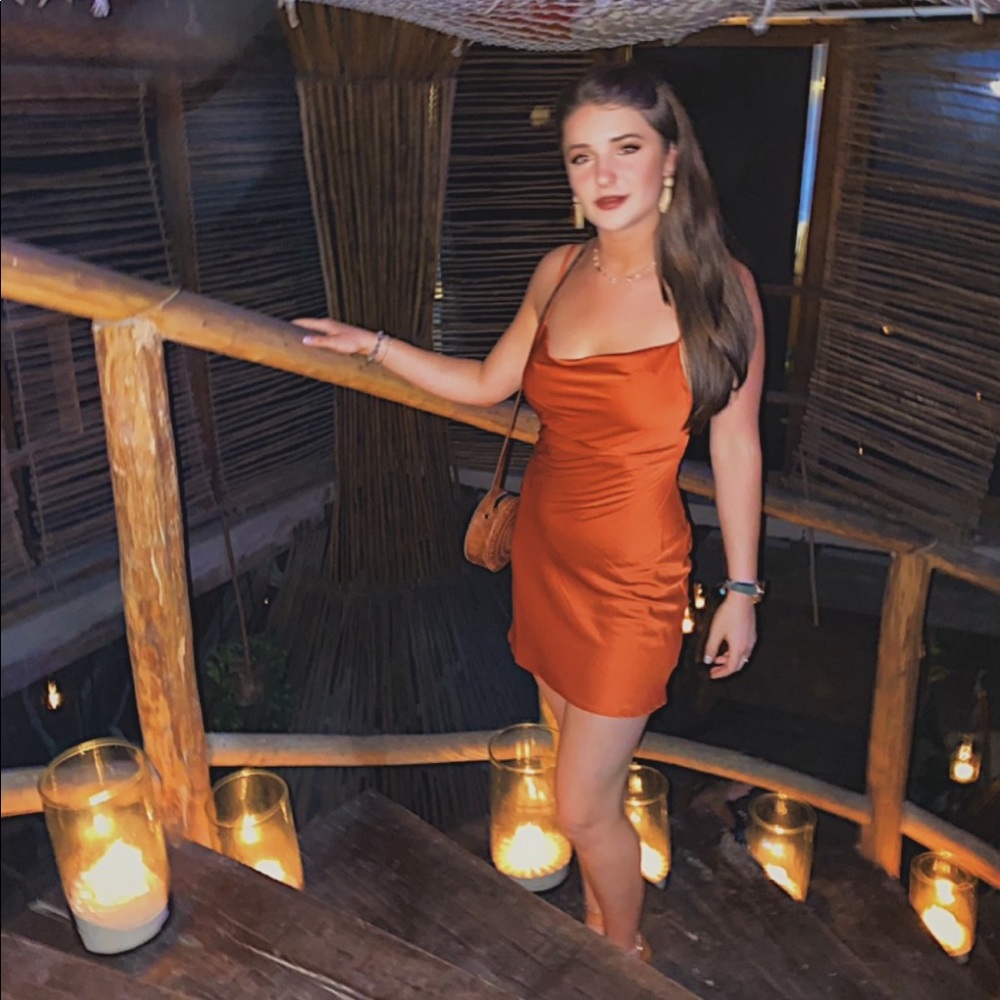 Burnt orange silk Urban outfitter dress